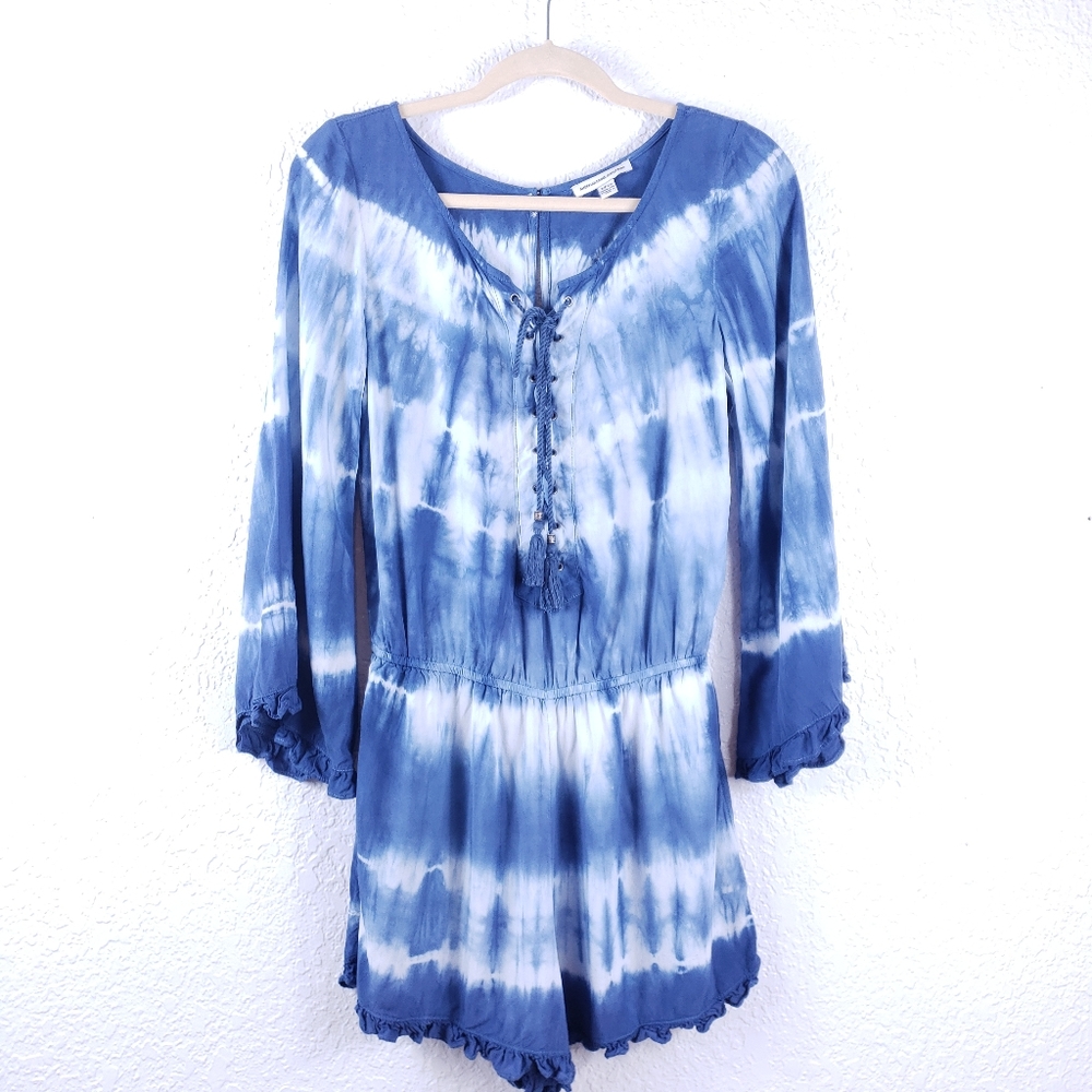 AMERICAN EAGLE Tie-Dye Ruffle Tassel Romper Sz S